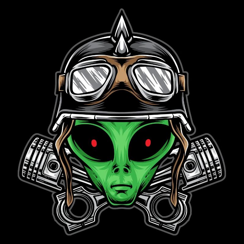 Alien Biker Head Illustration