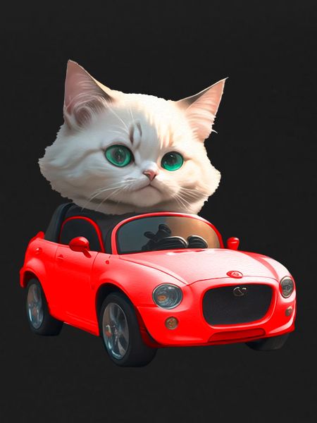 Cat drives convertible