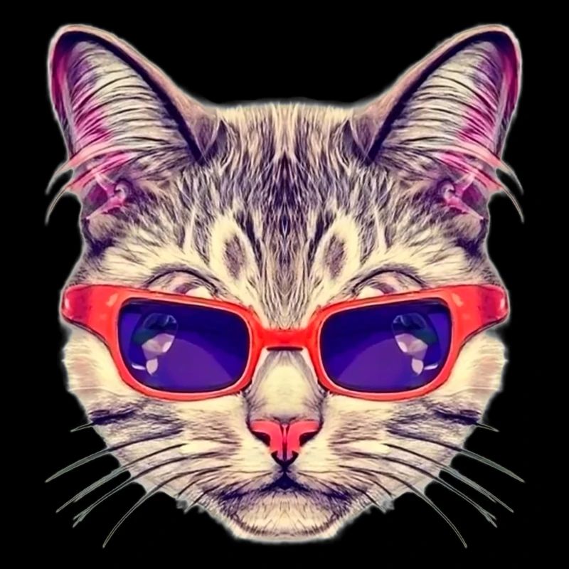 Edle Katze mit roter Sonnenbrille