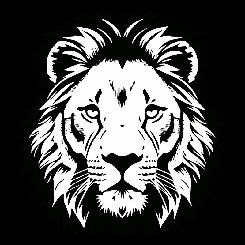 Prächtiger Löwenkopf in Schwarz-Weiß