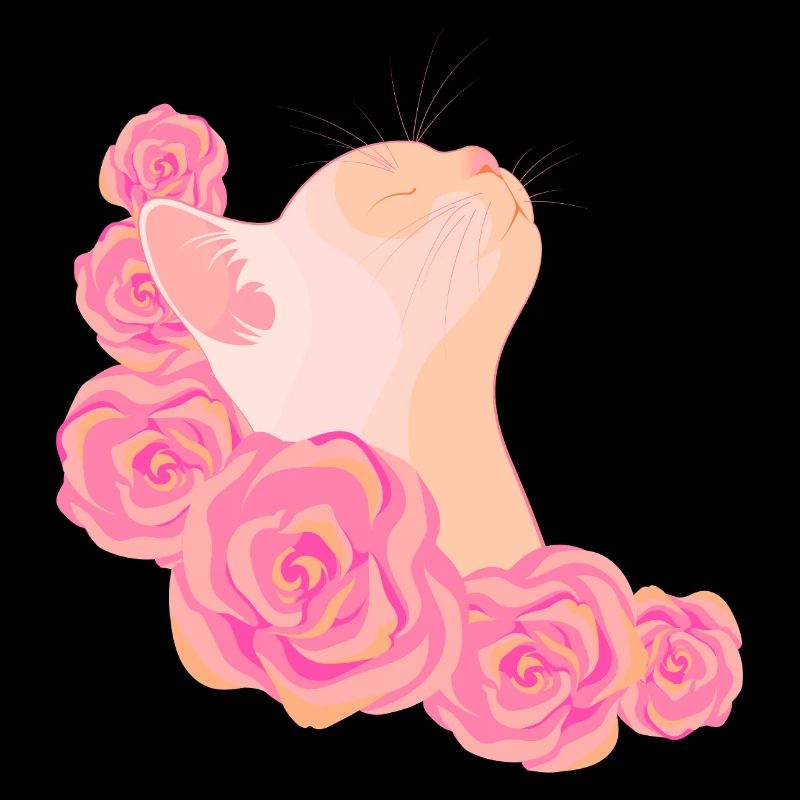 Katze unter Rosen
