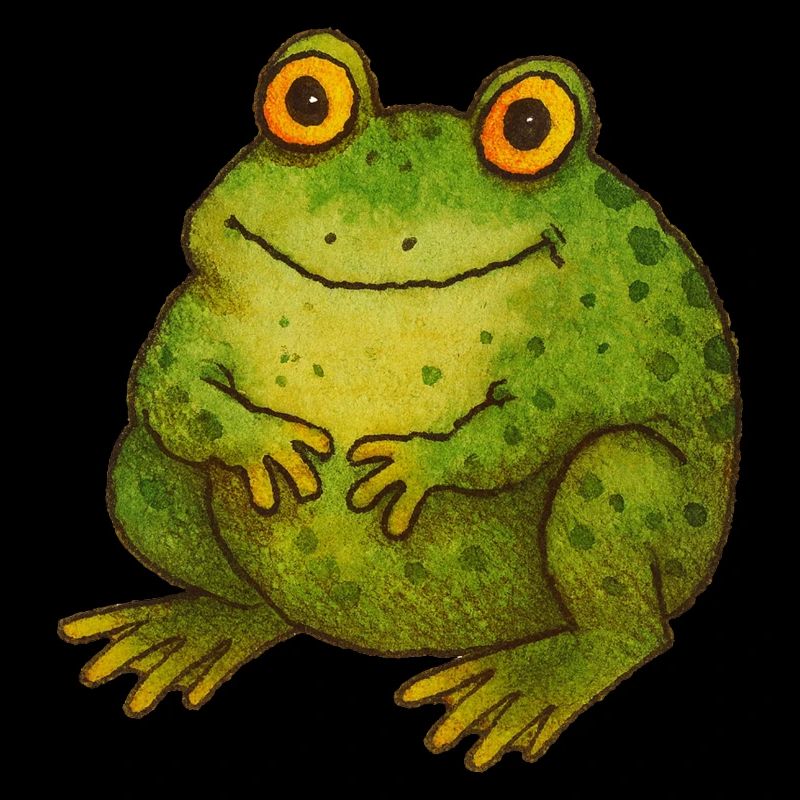 Mignon Vintage Crapaud Vert Rétro Nature Art
