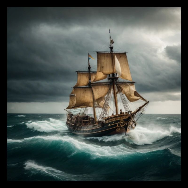 Bateau pirate dans une mer agitée