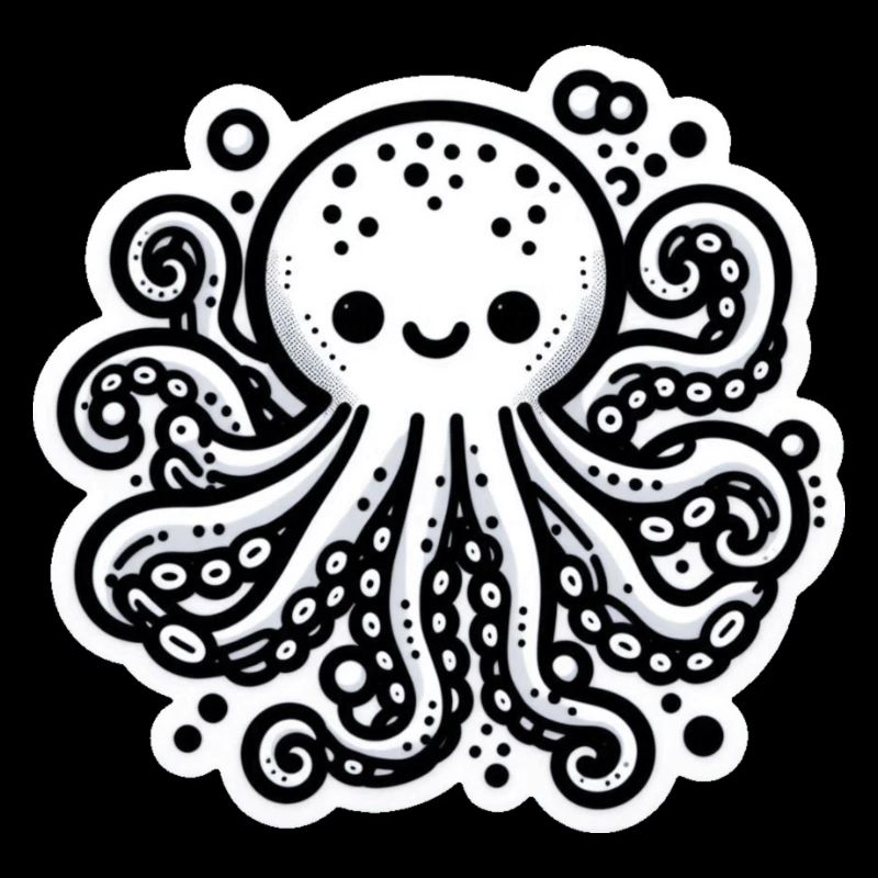 Octopus Octopus Blanc Autocollant
