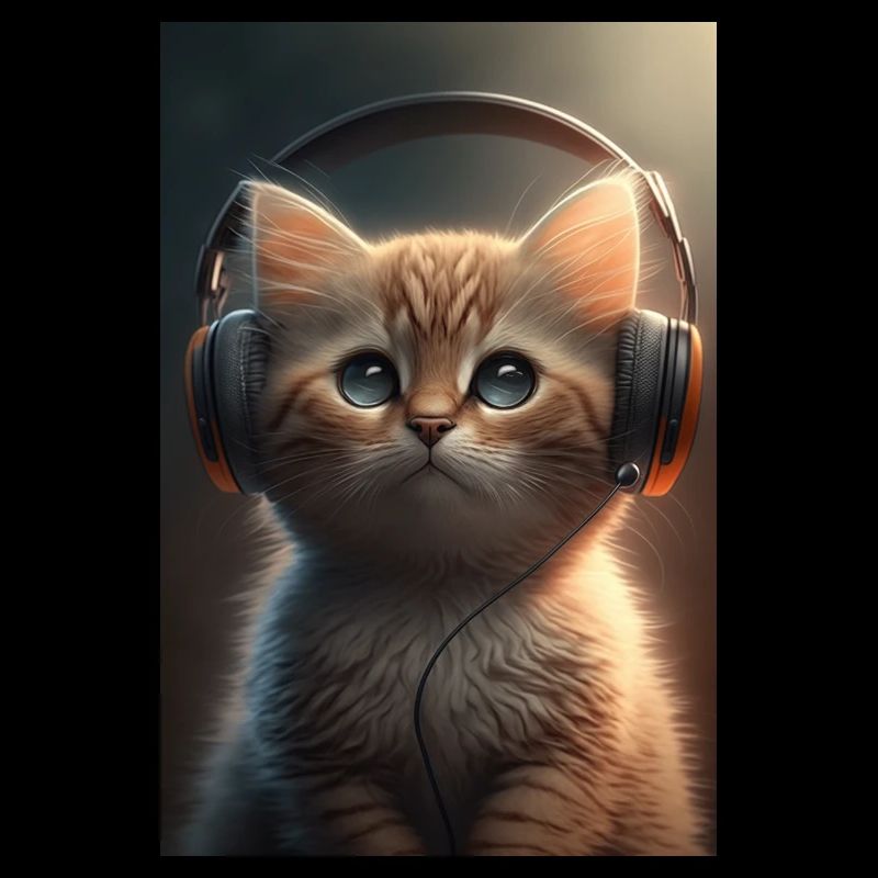 Cat with headphones