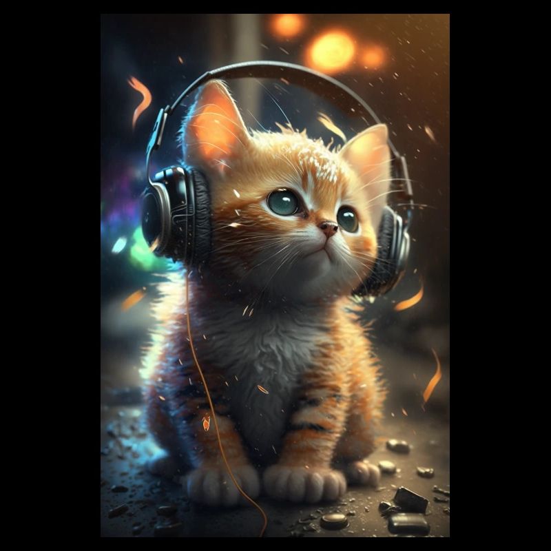 Cat with headphones