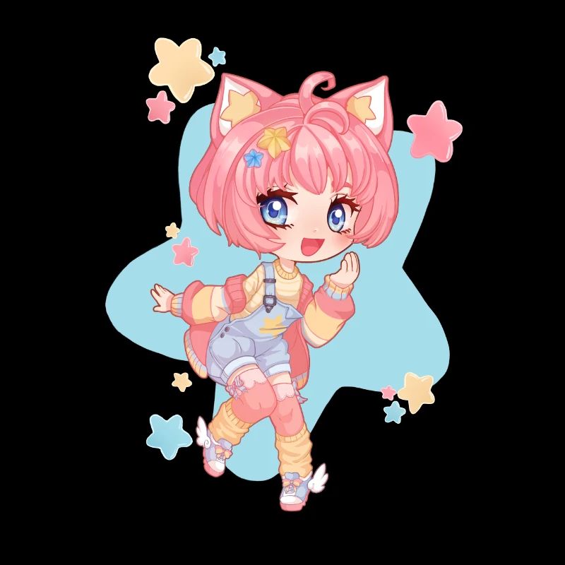 Chibi kawaii Mädchen Katzenohren