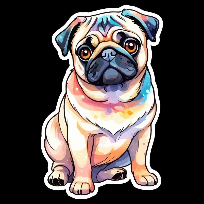 Mops Wasserfarben