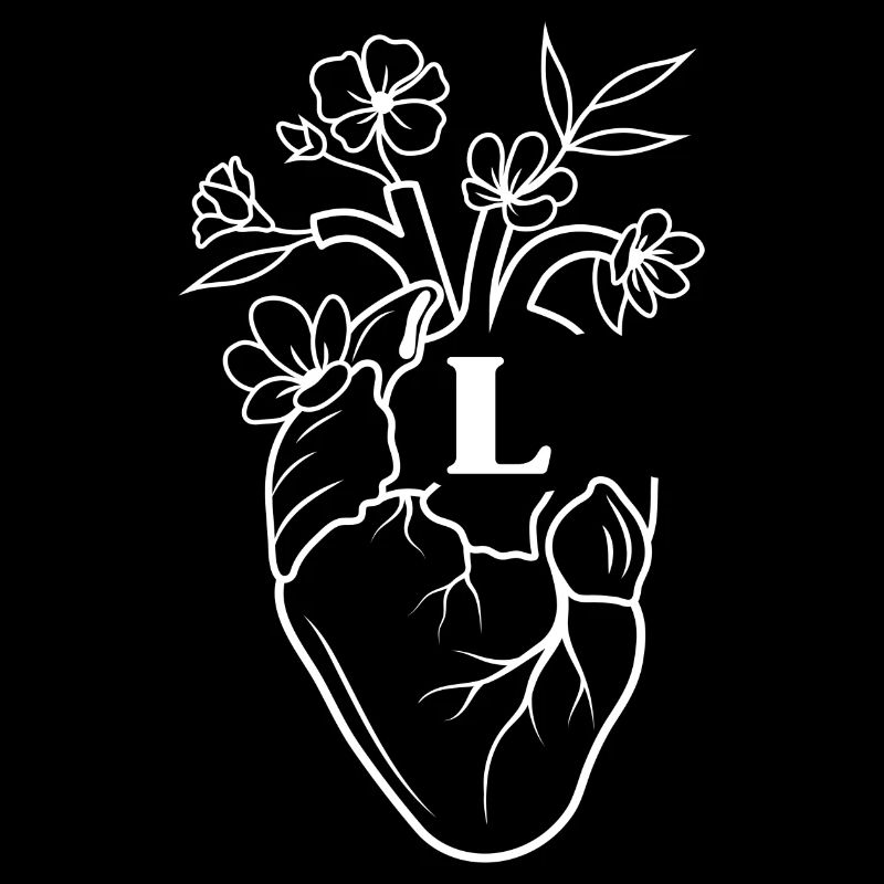 Buchstabe l Herz weiß Blumen Anatomie