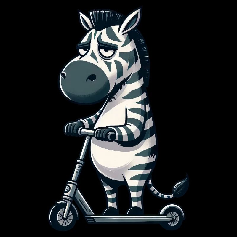 Grumpy Zebra Scooter Comic Scooter Fun