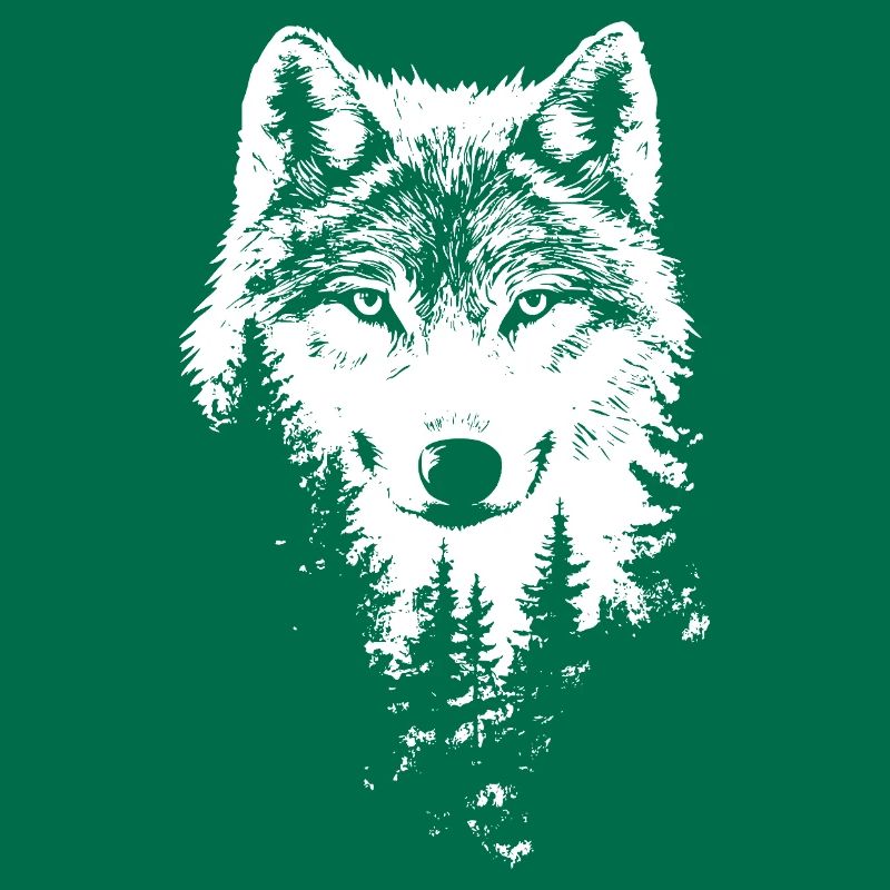 Wolf Face Forest Silhouette