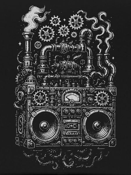 Steampunk Ghettoblaster-Zahnräder