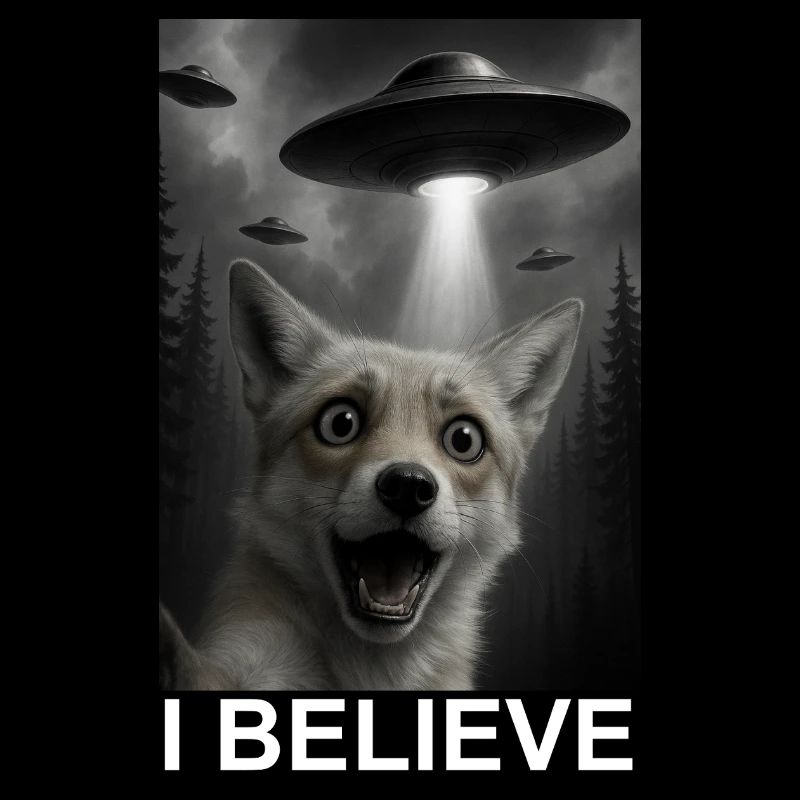 Fox, UFO, Abduction in the Forest, Humor, Extraterrestrial