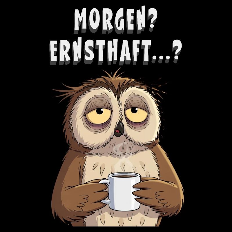 Morgenmuffel Eule Kaffee Geschenk Schlafshirt