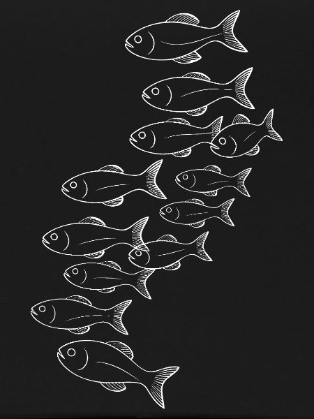 Fischschwarm Silhouette Muster