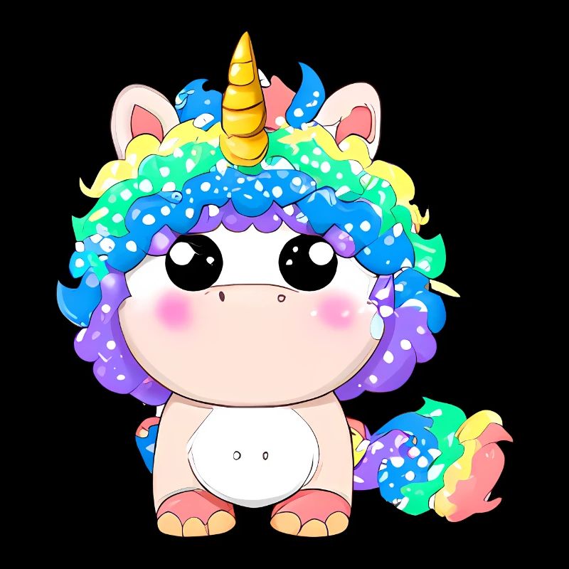00265 flauschiges Einhorn Baby mit Regenbogenmähne