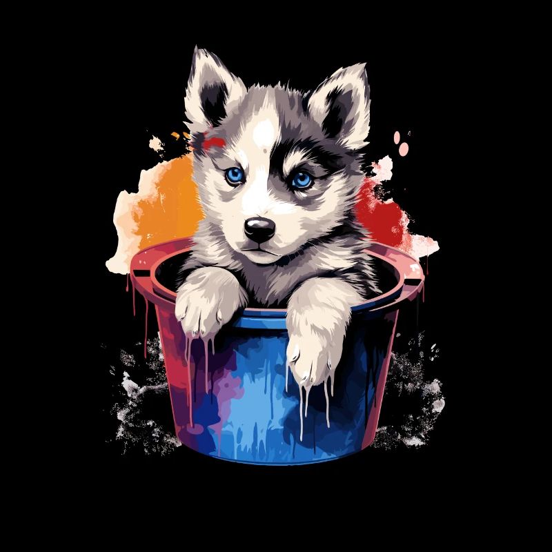 Siberian Husky Niedlicher Hund Farbeimer