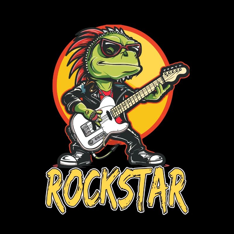 Reptil-Musiker mit E-Gitarre