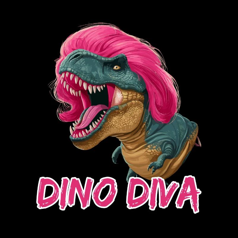Wilder Dinosaurier mit rosa Haar Dino Diva für
