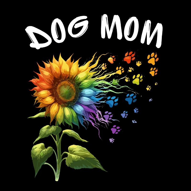 Dog Mom Hund Muttertag Sonnenblume Regenbogen Wau