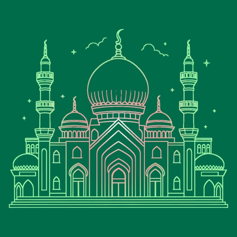 Moschee Stern Halbmond stilisiert grün oder schwarz