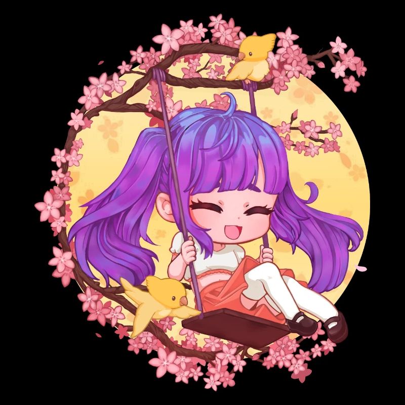 Fille chibi sur balancelle