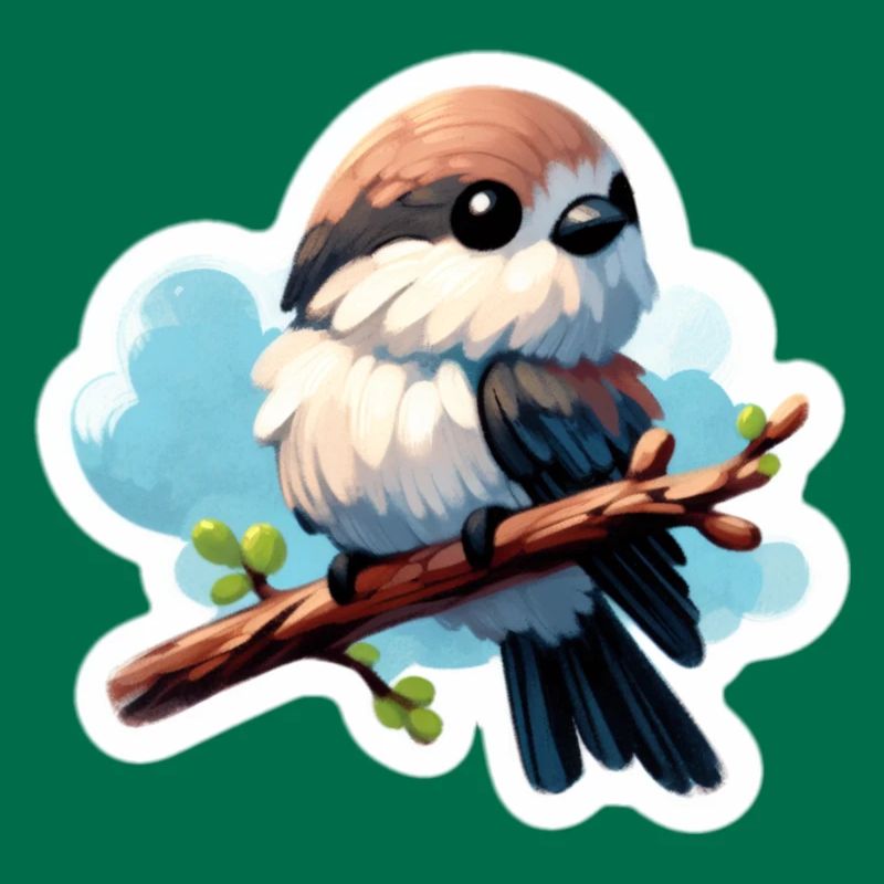 Süßer Vogel auf Ast Sticker