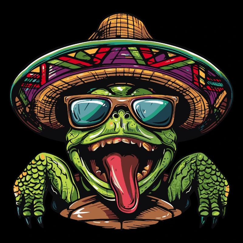 Schildkröte Comic Lustig Sombrero