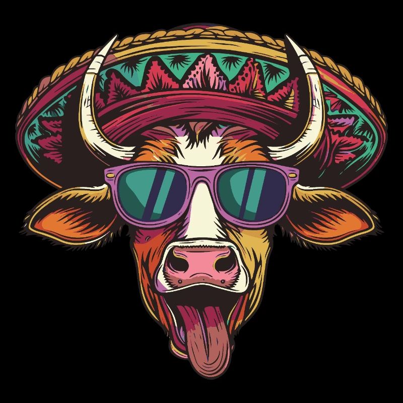 Cow Comic Funny Sombrero