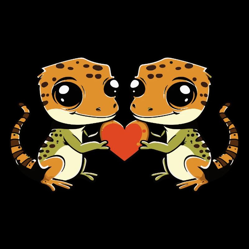 Eidechse Paar Verliebt Gecko Valentinstag