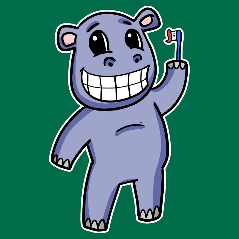 Hippopotame avec brosse à dents