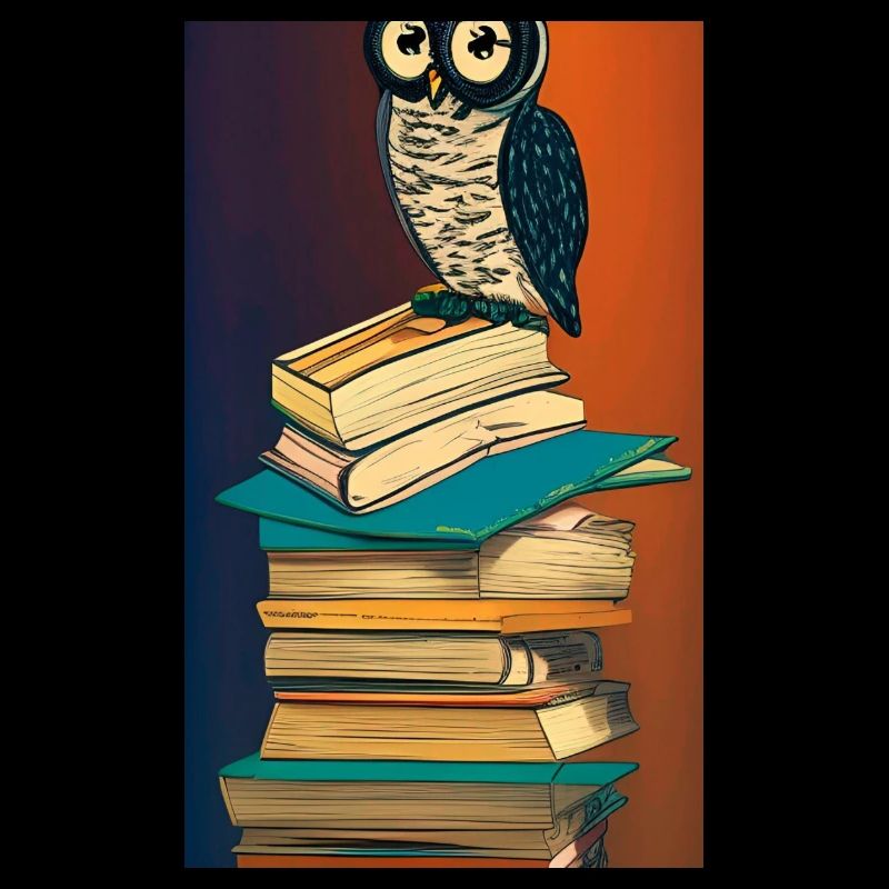 Comic Cartoon Cute Book Owl Owl Book Stack
