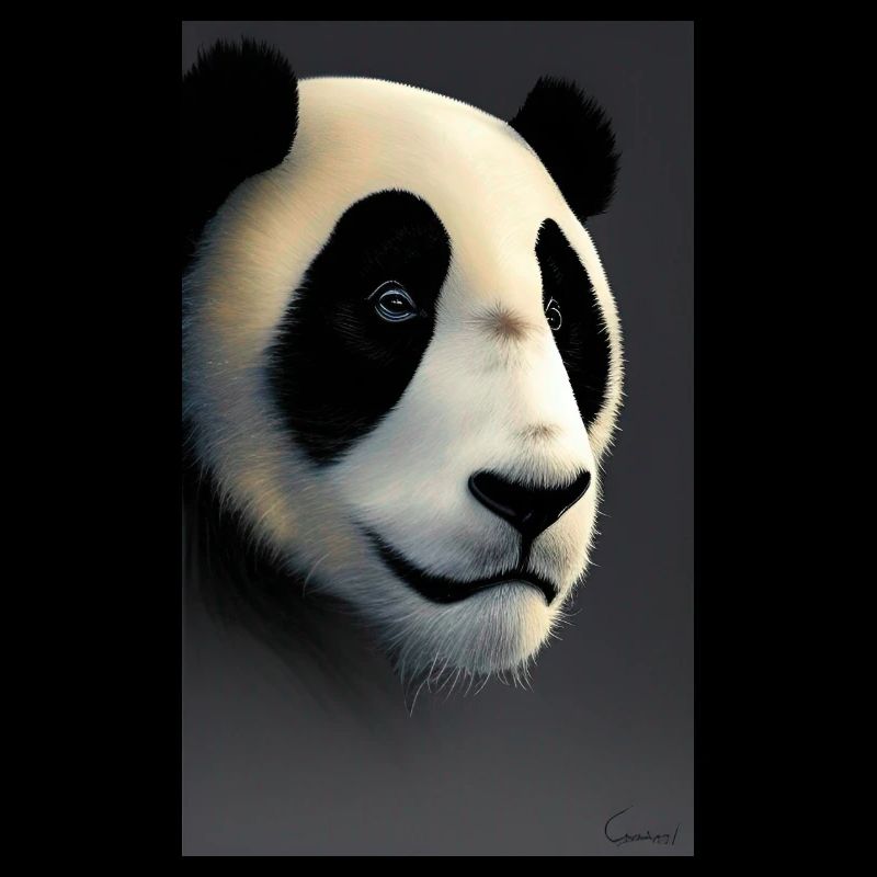 Panda cool portrait drawing close-up cool