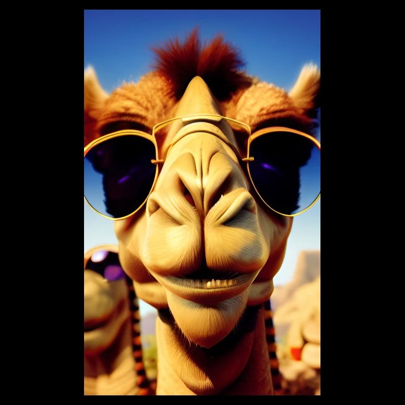 Coole Kamelurlaub Selfie Wüste Sonnenbrille Comic
