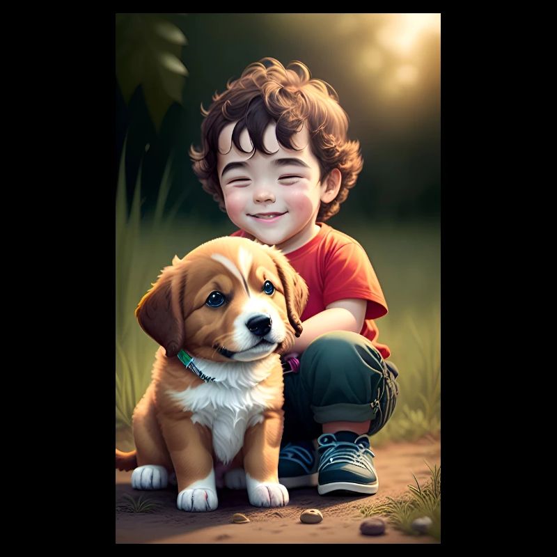 Garçon heureux avec un chiot