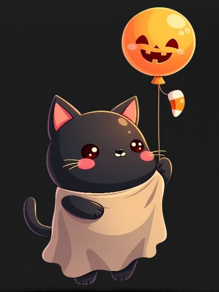 Halloween Cat with Halloween Pumpkin
