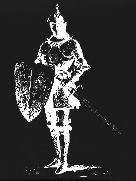 Ritter-Silhouette mit Schild und Schwert