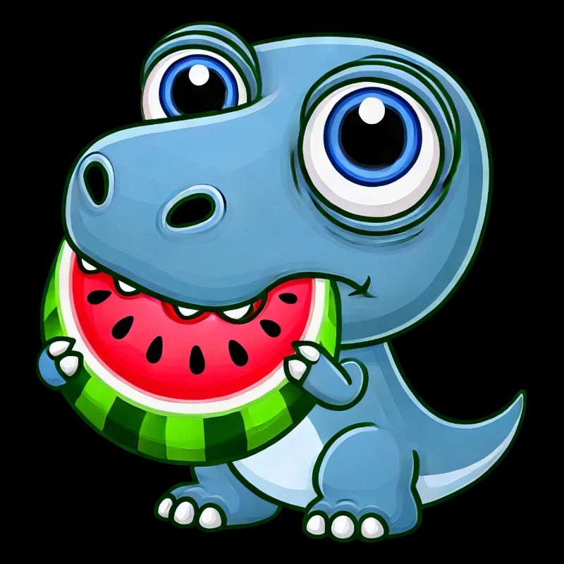 T-Rex Dinosaurier mit Melone Sommer Cartoon
