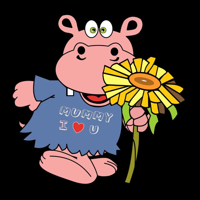 hippo nilpferd blume muttertag mutti geschenk kids