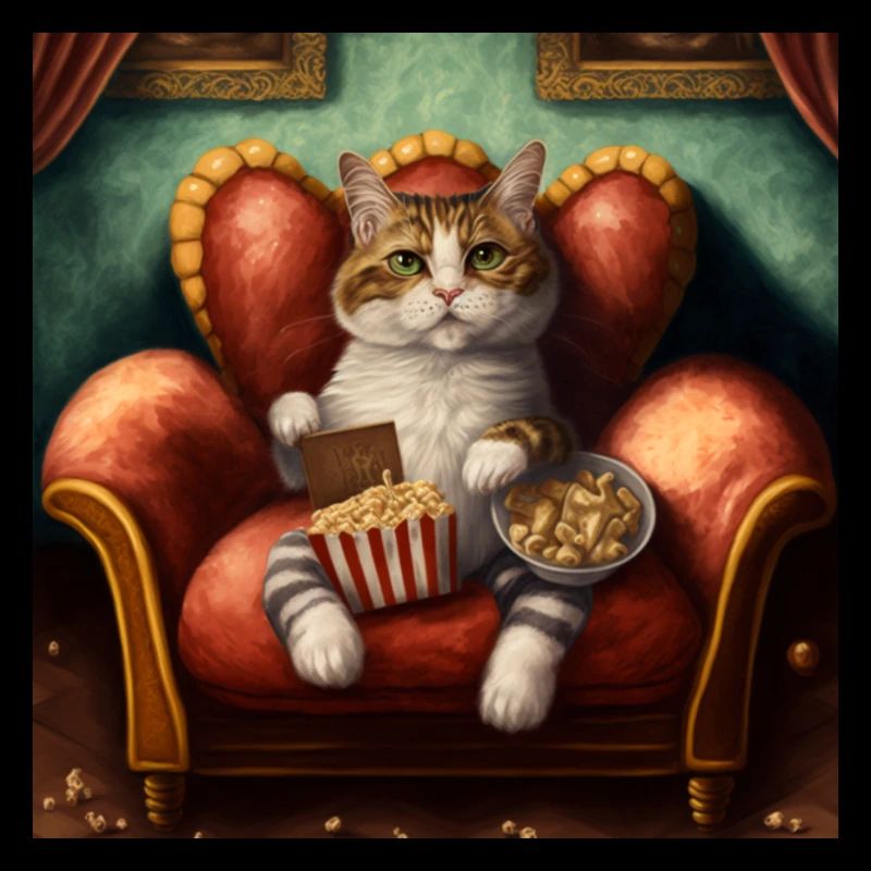 Antromorphic cat sitting on a sofa