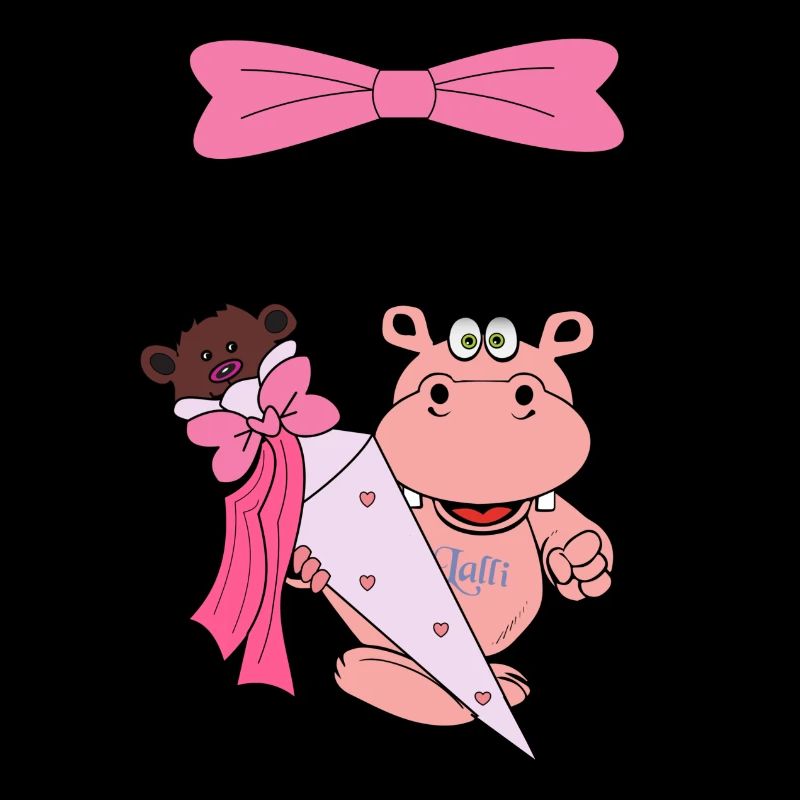 einschulung kind nilpferd hippo schule schulkind