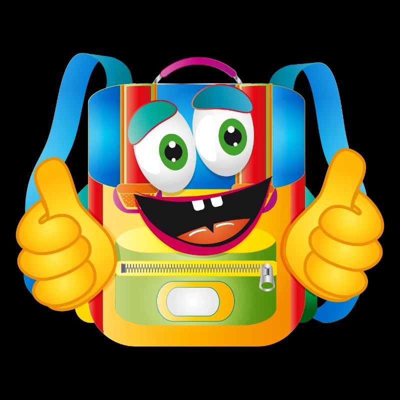 Lustiger Comic-Schulranzen mit Daumen hoch