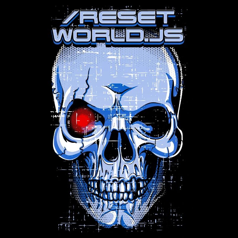 Un monde effrayant reset.js robot et crâne