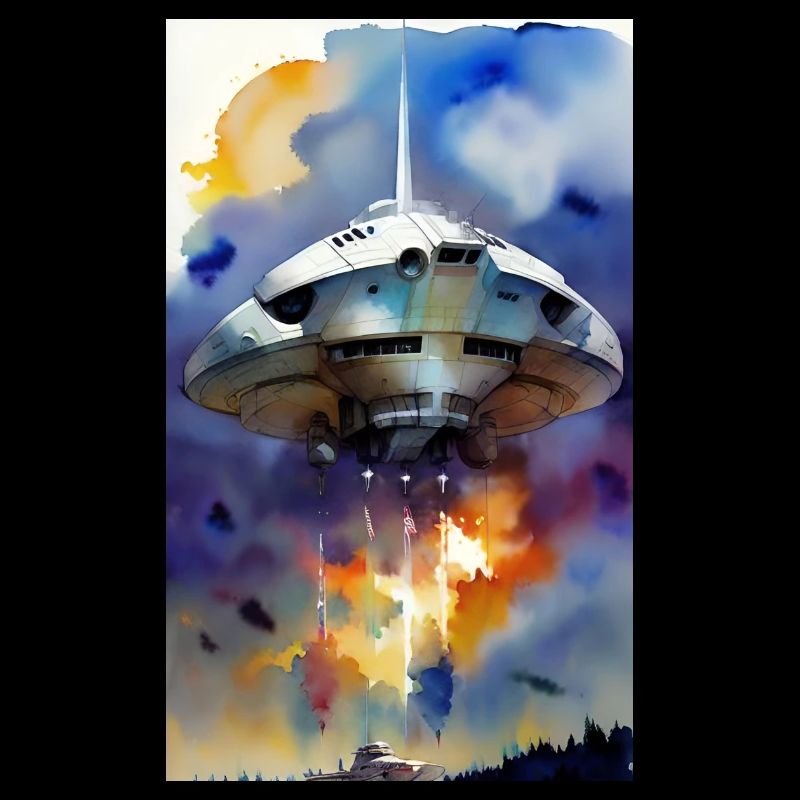 Alien | UFO | Raumschiff | UAP | Wasserfarben