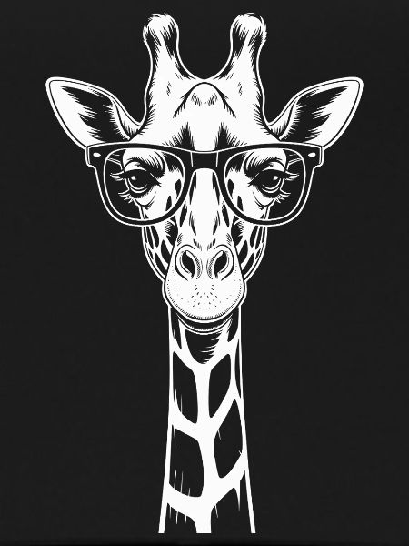 Humorous giraffe with glasses
