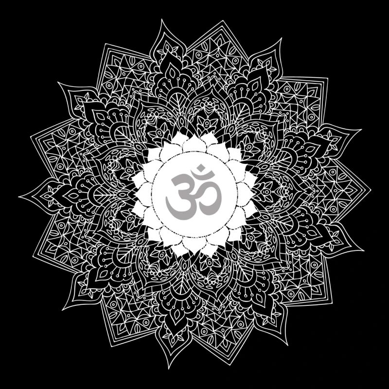 om chakra yoga mandala grau