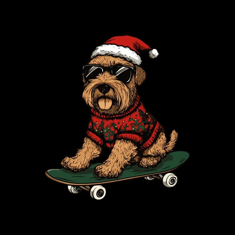 Airedale Terrier Chien Noël Skateboard