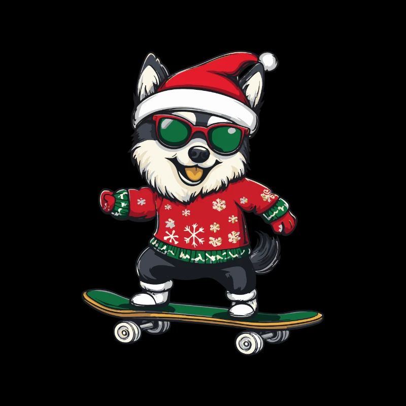 Planche à roulettes de Noël Husky Dog