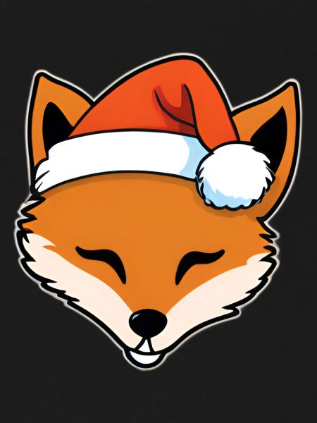 Fox with Santa Hat Graphic