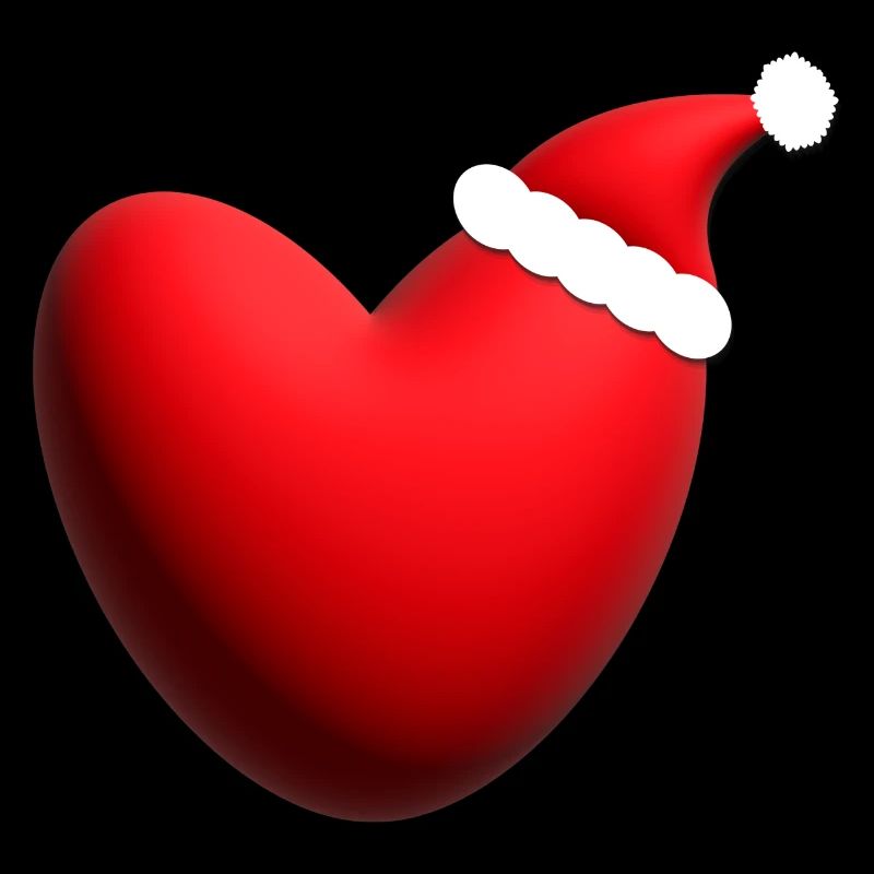 Herz mit Weihnachtsmütze in Rot .